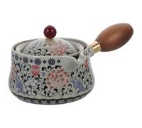 HYTROVE Ceramic Tea Pot with Comfortable Grip and Single Pot Filter, Side Handle Loose Leaf Tea Kettle with Floral Patterns and 360° Rotation for Household Use