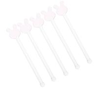 HYTROVE Cocktail Stirrer Glass Rods 5Pcs with Rabbit Design, Reusable Drink Sticks for Mixed Drinks, Milk, and Home Bar Use