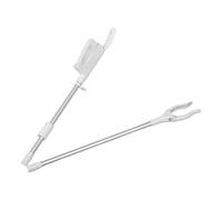 HYTROVE Collapsible Grabber Reacher Tool with Extended Handle and Sanitation Clamp, Reachers Grabbers and Pick up Tools for Elderly Seniors, White Plastic Foldable Design for Convenient