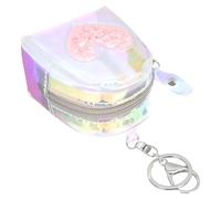 HYTROVE Compact Mini Keychain Coin Purse with Colorful Anti-Lost Earbuds Storage Bag, Lightweight Change Wallet with Chain for Travel and Daily Use (Light Pink)