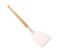 HYTROVE Cooking Spatula Silicone Wooden Handle for Wok Use Kitchen Utensil Easy to Clean Comfortable Grip