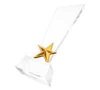 HYTROVE Creative 3d Five Star Crystal Competition Trophy with Rounded Edges and Luxurious Shine for Kindergarten Graduation and Sports Trophy Events, Recording Winner Details