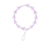 HYTROVE Crystal Butterfly Phone Lanyard Purple Decorative Anti-lost Chain for Stable Pearl Pendant Strap for Cellphone Camera and Keychain Accessories