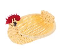 HYTROVE Decorative Chicken-shaped Rattan Storage Basket Small 19x14cm Handwoven Snack Holder Suitable for Easter Egg and Fruit Organizing in Home Kitchen