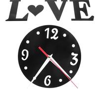HYTROVE DIY Love Heart Wall Clock Sticker with Mirror Effect, Acrylic Material, Battery Powered, Black Colour, Stylish and Modern Decorative Wall Clock for Living Room