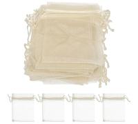 HYTROVE Drawstring Bags Organizer Bags 100pcs Small Organza Beige Jewelry Pouches Multi-functional Candy Packing and Gift Wrapping for Tea Weddings Occasion