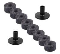 HYTROVE Drum Kit Cymbal Felt Pads and Sleeves Set 10 Pieces Grey and Black Felt Drum Set Accessories 8 Small 2.5cm and 2 Sturdy Cymbal Sleeves Replacement Parts for