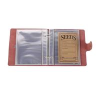 HYTROVE Garden Seed Storage Organizer Binder with Kraft Paper Vegetable Pockets and Seed Packet Sleeves PU Leather Book for Plant Enthusiasts in Pink