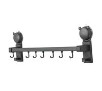 HYTROVE Heavy Duty Suction Cup Shelf with Hooks for Bathroom and Kitchen No Drill Vacuum Hook Rail for Towels and Utensils Weather Resistant Flexible Arrangement Lightweight Design