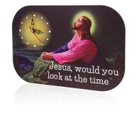 HYTROVE Jesus Prayer Wall Clock Silent Non Ticking Design Material Decorative Christian Clock for Bedrooms Living Rooms Spiritual Home Decor