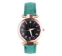 HYTROVE Ladies Analogue Watch with Roman Dial, Leather Strap and Glass Mirror, Lightweight and Sturdy Wristwatch for Women, for Formal Business and Holidays