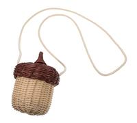HYTROVE Mini Acorn Shaped Crossbody Bag, Stylish Rattan Woven Basket with Plastic and Cotton Rope, for Summer Holidays and Shopping, Lightweight and Charming Design
