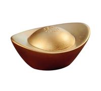 HYTROVE Mini Brass Golden Ingot Ornament for Tabletop Home Decor Display | Traditional Chinese Style, Rounded Edges, Auspicious Wealth Design, Suitable for Shelves, Entryways, Offices and Thoughtful