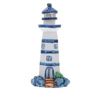 HYTROVE Nautical Themed Resin Lighthouse Ornament Blue Mini Lighthouse Model Coastal Home Decor Tabletop Sculpture for Ocean Party and Garden Display