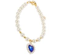 HYTROVE Necklace with Practical Collar Pet Resin Adjustable Blue Stylish Sapphire Pearl Design Accessory for Cats and Dogs for Festivals and Celebrations