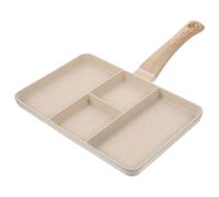 HYTROVE Non-Stick Breakfast Pan Aluminium Alloy and Wood Material with Anti-scalding Handle Multiple Grooves Design, Easy to Clean Frypan for Cooking Steak and Eggs