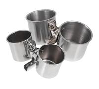 HYTROVE Parrot Feeding Cups and Quick Installation Stainless Steel 2pcs with Dual-cup Design for Bird Cage Accessories and Pet Bird Feeding the Cage