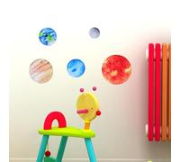 HYTROVE Peel and Stick Nine Planets Wall Sticker PVC Solar System Decal for Living Nursery Bedroom Home Decor DIY Removable Space Stickers for Tile Surfaces