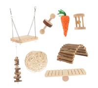 HYTROVE Pet Swing Toys Set Wooden Swing Seesaw Climbing Toys Hamster Enrichment
