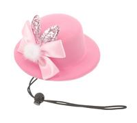 HYTROVE Pink Bunny Ear Decorative Dog Hat with Bowknot, Lightweight Cloth Festival Pet Hat for Easter Party Dressing, Easy to Take on Or for Pet Dogs and Cats
