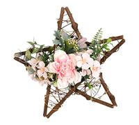 HYTROVE Pink Silk Camellia Hanging Garland Hard-wearing Material and Realistic Visuals, Romantic Country Style Door Decorative Wreath for Festival Celebrations and Outdoor Use