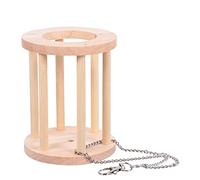 HYTROVE Rabbit and Guinea Pig Wooden Food Rack with Chain, Small Pet Grass Feeder for Cage Feeding