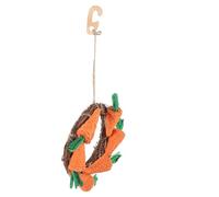 HYTROVE Rabbit Chew for Teeth Grinding Small Pets Hamster Guinea Pig Parrot Molar Chewing with Carrot Flower Ring Hanging Accessory for Pet Teeth Cleaning