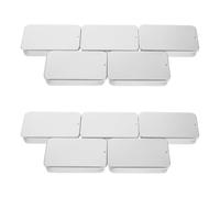 HYTROVE Rectangular Iron Storage Boxes for Compact Storage of Floss and Lip Balm 10pcs with Sliding Lid Design Portable Cosmetic Case Holder Silver for Crafts and Travel