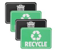 HYTROVE Recycling Stickers with Versatile Sizing and Lasting Clarity 4pcs Reusable Labels for Trash Can and Trash Can Lids for Offices and Schools