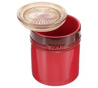 HYTROVE Red Ceramic Kitchen Canister with Airtight Lid, Space Saving Multi-functional Storage Jar for Tea, Coffee, Sugar with French Style Design