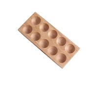 HYTROVE Rubber Wood 10-cup Egg Holder Tray Double Row Wooden Egg Storage Box Refrigerator Storage Rack
