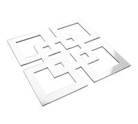 HYTROVE Rustic Hollowed Basswood Wall Art Mirror Decor in Silver Square for Bedroom and Living Room Home Decoration