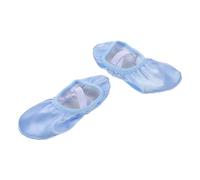 HYTROVE Satin Ballet Flats for Women and Soft Sole Dance Shoes with Nonslip Grip Elegant Satin Finish Slippers for Practice Performance and Shape Training Sky Blue