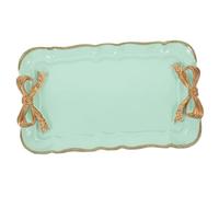 HYTROVE Serving Platter Rectangular Tray Resin Fruit Plate Decoration with Bowknot Tableware Tray for Dessert Coffee Table Home Office Party and Picnic 7.68 X 4.53 X 0.79 in 1 Piece