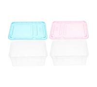 HYTROVE Silkworm Feeding Box and Ventilated Reptile Breeding Cage Set, Portable Plastic Hatchery Container for Small Snails, Tortoises, Geckos, and Reptiles, Blue and Pink Small Size