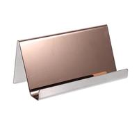 HYTROVE Stainless Steel Business Card Holder Sleek Name Card Organizer for Desk Elegant Rose Gold Finish for Office Use Compact