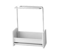 HYTROVE Stainless Steel Kitchen Towel Rack with Draining and Detachable Tray Multi Towel Holder Shelf for Hanging Sponge Scrubber and Scouring Pad Grey Desktop Organizer for Household