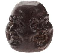 HYTROVE Vietnamese Agarwood Wood Buddha Head Sculpture Handheld Carved Four Faced Buddha Ornament for Meditation Home Decor Religious Craft