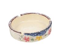 HYTROVE Vintage Ceramic Ashtray with Grooves Compact Retro Cigarette Butt Holder for Home Office Mall Decorative Underglaze Smooth Surface Easy to Clean Stable Base