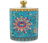 HYTROVE Vintage Ceramic Tea Jar with Sealed Lid Airtight Tea Storage Canister for Kitchen and Home Portable Small Blue Enamel Porcelain Container and Bulk Food Preservation