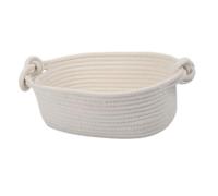 HYTROVE White Cotton Rope Basket Woven Rope Basket Multi-functional Organizing Storage with Handle Farmhouse-style Chic Look for Nursery Diaper Blankets