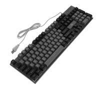 HYTROVE Wired Mechanical Keyboard 104-Key Rgb Backlit USB Keyboard Full Size Layout and Metal Backplate for Computer Game Hardware and Office Use, Gray-Black Dual-Tone Lighting