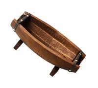 HYTROVE Wooden Barrel Planter Half-open Small Rustic Succulent Pot 30x16x9cm Indoor Outdoor Garden Decor Front Porch Planters Vintage Wood Tray for Plants