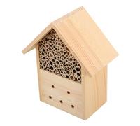 HYTROVE Wooden Bee House Outdoor Decorative Bee Breeding Shelter for Gardeners Nature Lovers Natural Color Pollinator Habitat