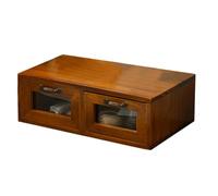 HYTROVE Wooden Desktop Storage Cabinet with 2 Drawers, Computer Stand and Drawer Box for Students and Home Office, Bamboo Organizer for Desk and Workspace