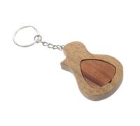 HYTROVE Wooden Guitar Plectrum Keychain with Magnetic Storage Box Compact Portable Pick Holder for Travel Concerts Music Parties Lightweight Guitar Pick Organizer Gift
