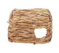 HYTROVE Woven Hamster Hideout Straw Playing Nest for Pets Cozy Hiding House for Hamsters Mice Chinchillas Guinea Pigs Handmade Grass Woven Nest for Happy Critters
