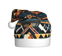 HYTTER African Tribal Ethnic Texture Prints Christmas Hat for Adult Soft and Fluffy Brim, Lightweight Comfort