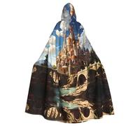 HYTTER Anime Castle Sky Prints Halloween Hooded Poncho Adults Cloak Party Decoration Parties Mardi Gras Costume Easy Care Durable
