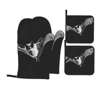 HYTTER Bats in The Sky Picture Oven Mitts and Pot Holders Sets for Kitchen Baking - Insulated, Thick, Durable, and Anti-Scalding